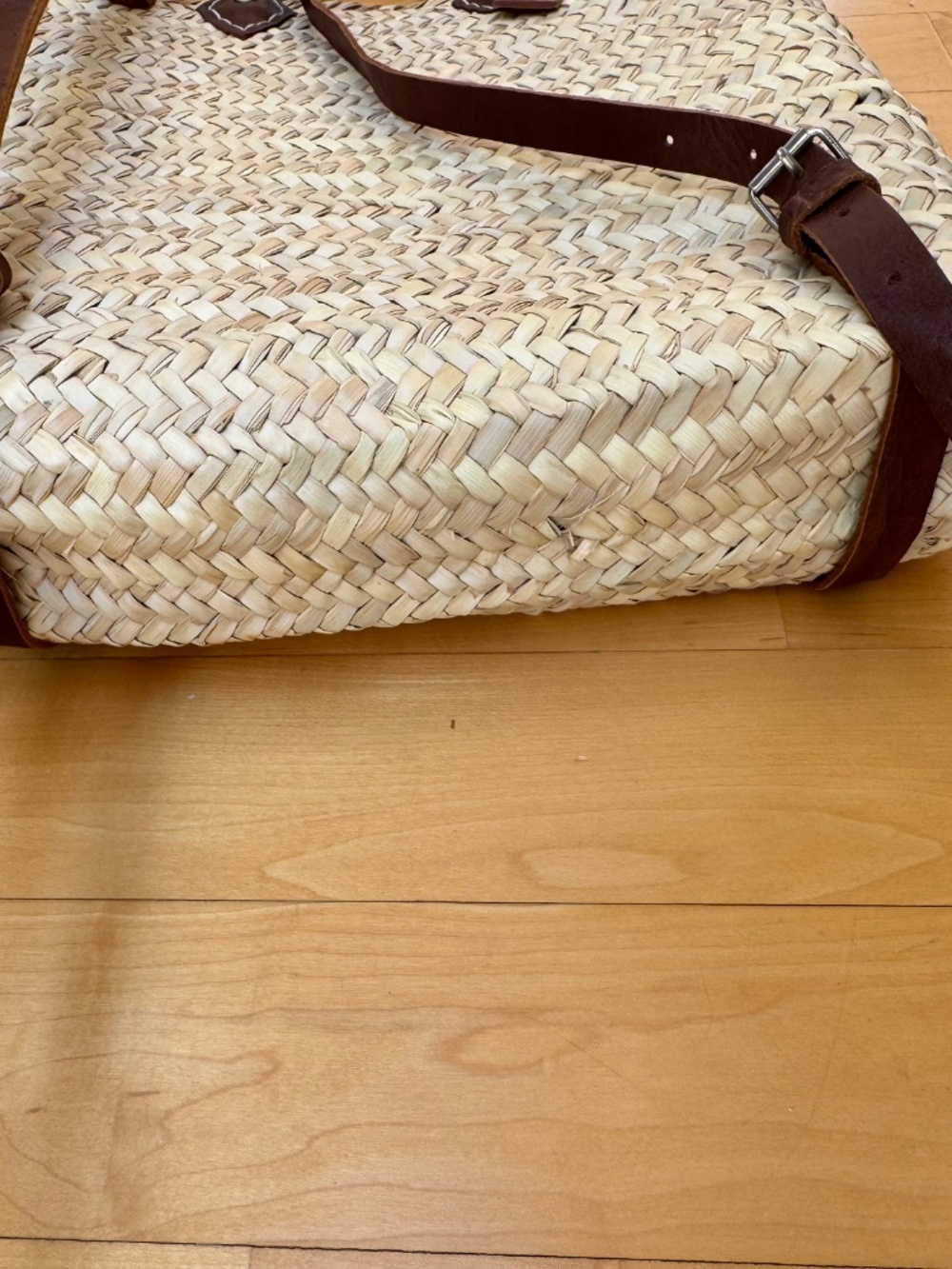 NWOT Raffia Tote/Backpack with Leather Straps by French Bags - Picture 9 of 10